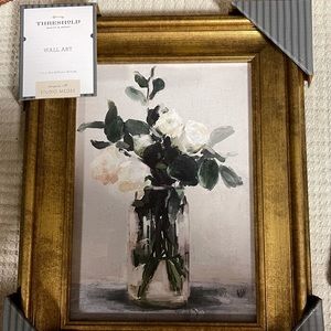 THRESHOLD WALL ART FLOWERS GOLD FRAME